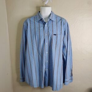 Faconnable Shirt Men XL Oxdord Striped Club Deauville Button Up Front